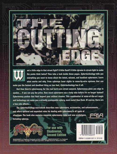 Shadowrun 2nd - Cybertechnology (B-Grade) (Genbrug)